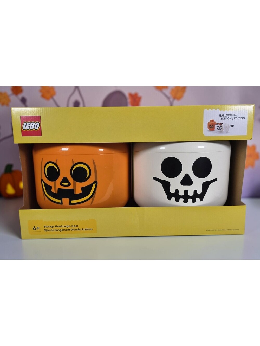 LEGO Halloween Storage Heads Large Pumpkin Skeleton 2 Pc NIB 2020 - Picture 2 of 15